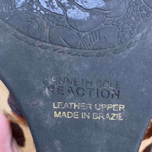 KENNETH COLE LEOPARD PRINT CALF / PONY HAIR STYLE WEDGE HEELS. - Picture 8 of 9